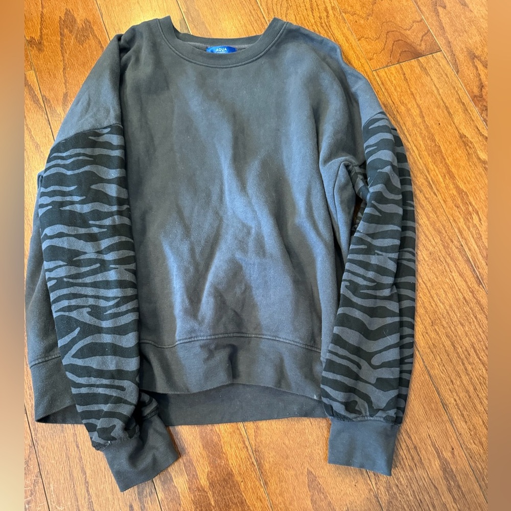 Aqua gray and zebra sweatshirt
